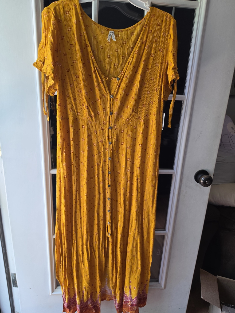 Mudd Mustard Yellow Button-Front Maxi Dress